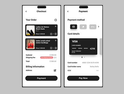 A Simple Credit Card Checkout UI app app ui cart credit card payment creditcard creditcardcheckout dailyui dailyui 002 minimal modern modern design monotone payment payment app payment page receipt simple simple design ui ux