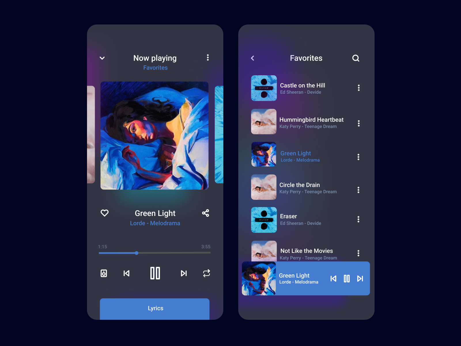 A Sample UI for Music Player Application by Wendell Maraña on Dribbble