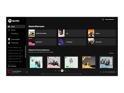 Spotify homepage design typography ui ux