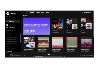 Spotify "Your Library" page design typography ui ux