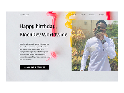Birthday website homepage birthday design typography ui ux