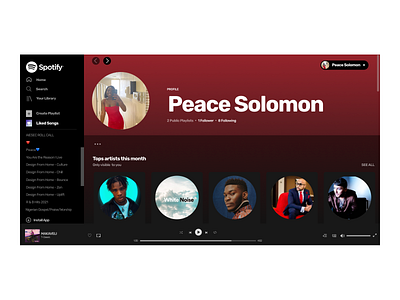 "Top Artists" page app design spotify ui ux