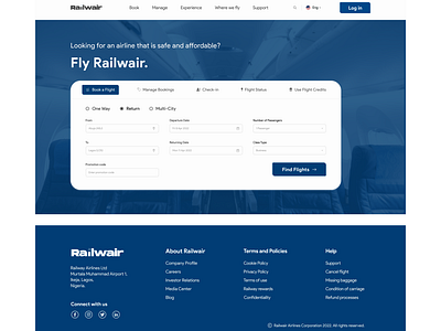 Airline landing page