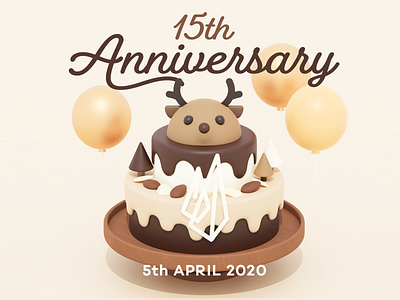 Happy 15th anniversary anniversary b3d cake chocolate deer