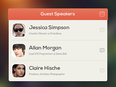 Guest Speakers app bold gui speaker strong ui user interface webpage website widget