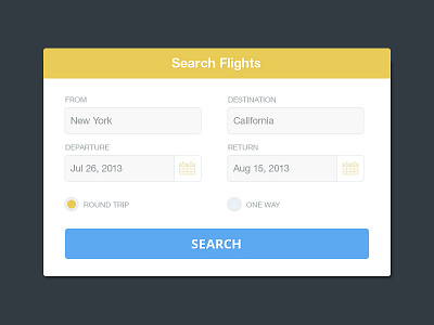 Search Flights flat flight search metro ui user interface ux web app website widget