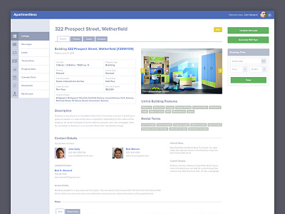 Listing Page app business clean dashboard flat gui listing rental ui webpage website