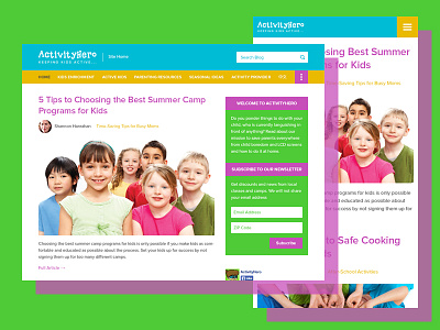 Kids Blog article blog color colorful kids news ui ux web website wordpress