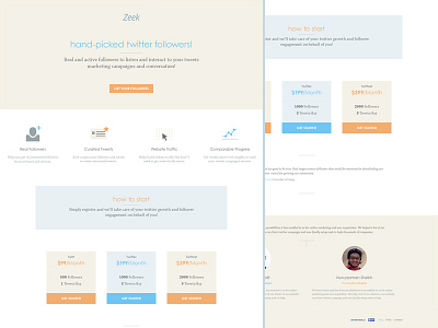 Zeek flat followers landing marketing pricing table retro twitter ui ux website zeek