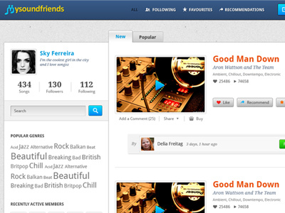 Social Music (MySoundFriends) Site Design (WIP)