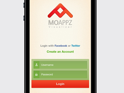 MoAppz Login Screen app apple gui ios iphone landing page moappz mobile screen splash ui