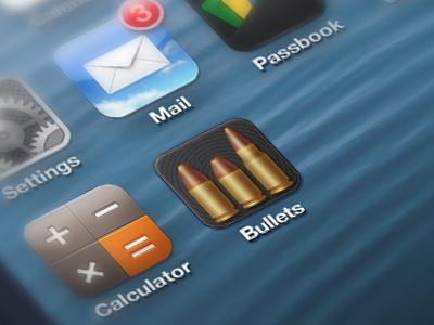 iOS Bullet Icon app apple arms bullet design fire graphics gui icons interface ios ipad iphone logo metal mobile ui