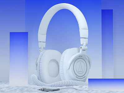 Audio Technica 'M50' Headphones 3d abstract cg design form headphones illustration product shapes