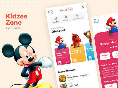 Kidzee Zone - Play Store for Kids _ Light Mode branding design dribbble illustration invitation music player photoshop ui design web website