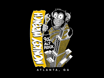 Monkey Wrench T-shirt Design drawing illustration monkey procreate punkrock tshirt type