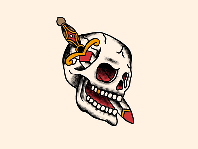 Skull DaggerTattoo american traditional dagger illustration procreate skull tattoo