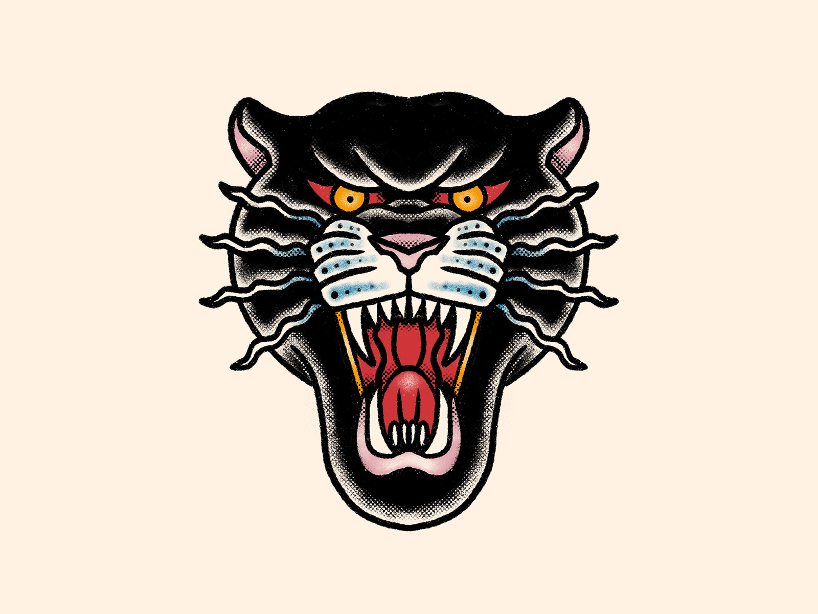 Traditional panther head tattoo flash Royalty Free Vector