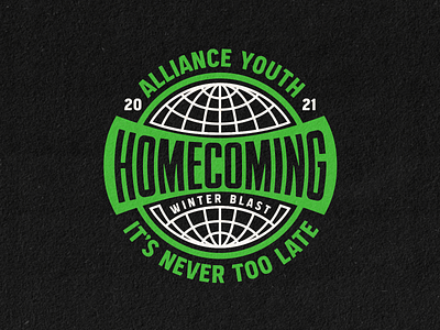 Alliance Youth Retreat Tshirt apparel badge branding design globe homecoming logo retreat tshirt type typography vector youth