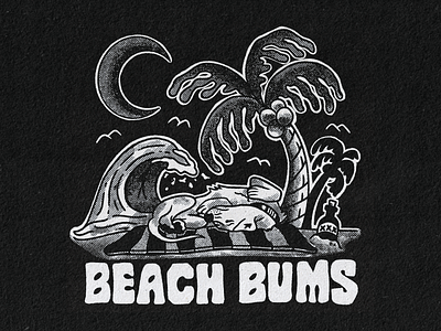 Beach Bums Tshirt Graphic apparel beach beach bums design dog illustration ocean palm tree palmetto tree sheprador tshirts type typography vector