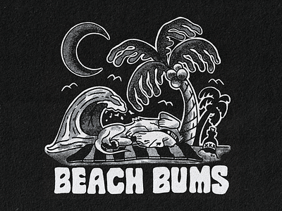 Beach Bums Tshirt Graphic apparel beach beach bums design dog illustration ocean palm tree palmetto tree sheprador tshirts type typography vector