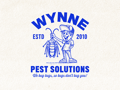 Wynne Pest Solutions Graphic apparel branding bug character cockroach design illustration logo mascot tshirt type typography vector