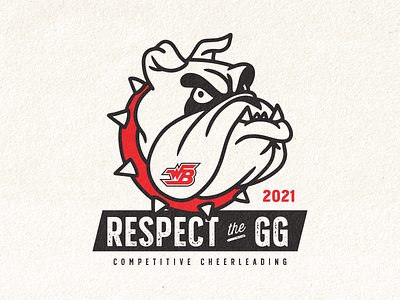 WBHS Competitive Cheer Respect the GG apparel branding bulldog character cheer cheerleading design high school illustration logo mascot spiritwear tshirt type typography vector
