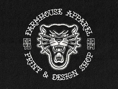 Farmhouse Apparel El Pantera Tshirt american traditional apparel branding design illustration logo panther screen printing tattoo tshirt type typography vector