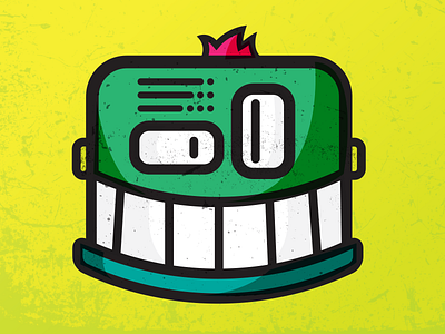 Punk Head character doodle illustration robot vector