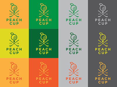 Peach Cup Logo atlanta badge branding event golf icon logo patch peach tournament vector