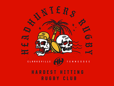 Headhunters Rugby T-shirt Design branding design illustration screenprinting tshirt type typography vector