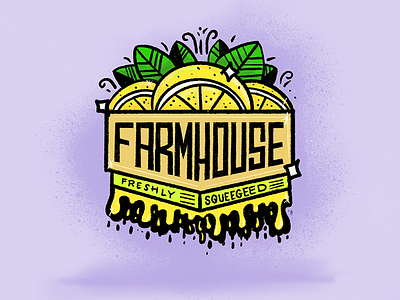 FarmHouse Apparel Freshly Squeegeed Design atlanta branding custom design doodle illustration ink lemon procreate screenprinting tshirt type typography