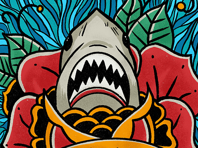 Shark Rose american traditional atlanta design doodle illustration ocean procreate rose shark