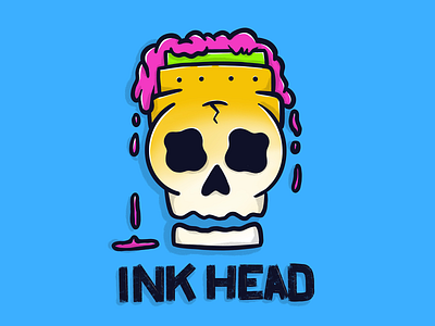 Ink Head atlanta character custom hand lettering handlettering illustration ink mascot screenprinting skull squeegee type typography