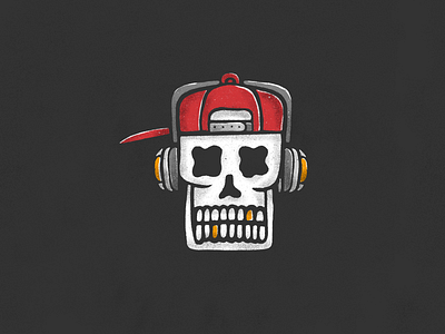 Skull with Headphones atlanta branding custom design hat headphones illustration logo procreate skull texture