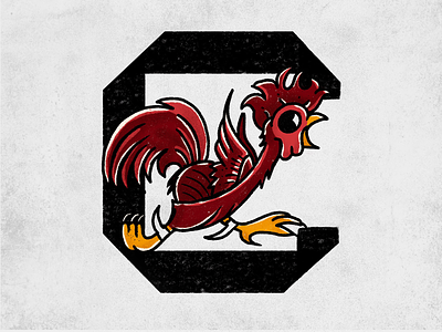 Sailor Jerry Gamecock Logo american football american traditional athletics atlanta branding branding design college drawing football gamecocks icon illustration logo mascot mashup procreate sketch south carolina tattoo