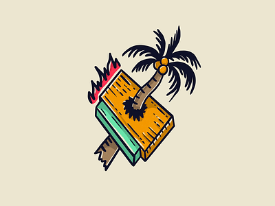 FHA Palm Squeegee drawing fire flames illustration illustration design palmtree procreate screenprinting sketch squeegee