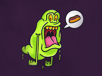 Ghostbusters' Slimer character ghostbusters hotdog illustration procreate procreateapp slime slimer