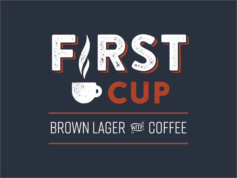 First Cup Concept beer label icon textured type design