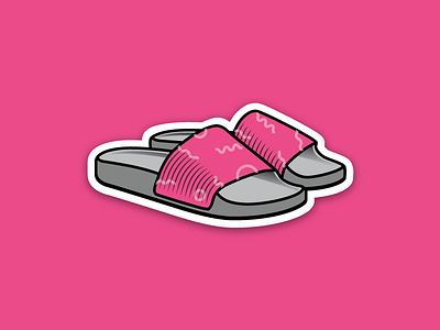 Slippy beach flat icon illustration slippers sticker summer vacation