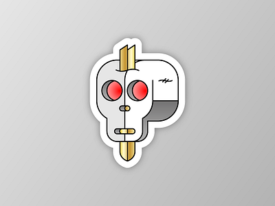 💀 🔪 gold illustration skeleton skull sticker sword vector
