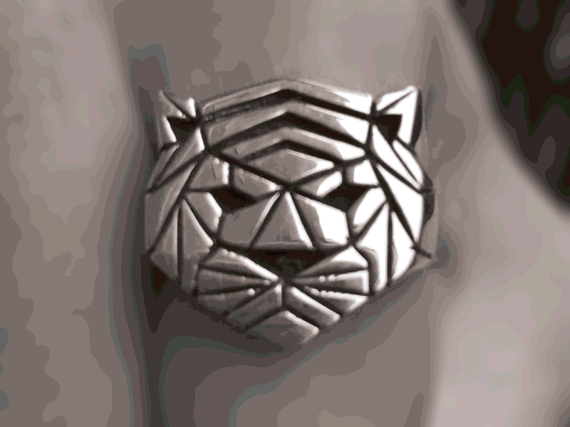 Silver 🐯 Ring head illustration jewel polygon ring silver silversmith tiger vector
