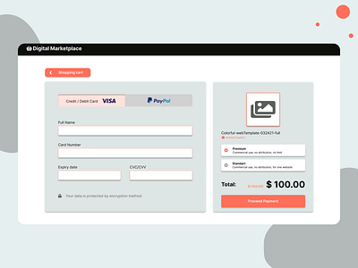 Design a credit card checkout page, for a digital market 365 design challenge 365challenge creditcard digital marketplace payment page ui webdesign