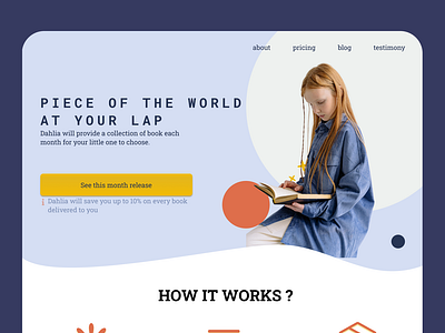 Landing page, book subscription for kids