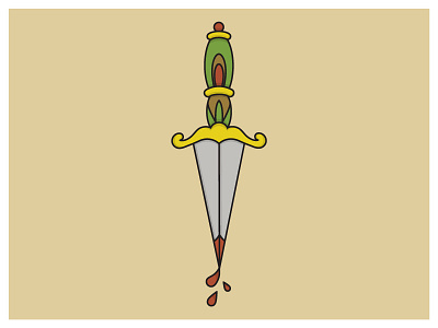 Traditional Dagger american american traditional brown dagger green metal pointy red silver traditional yellow