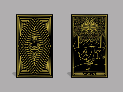 Moon black cards gold line art lines procreate tarot tarot cards tarot reading