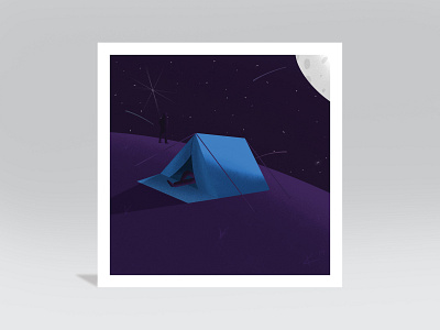 Camp blue camp camping hill landscape moon moonlight mountain people planet purple shading shadow shadows shootingstar space star stars tent texture