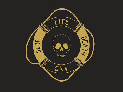 Life Death And Surf badge beach beachy death life life saver lifestyle line art rope skull skull art skulls surf