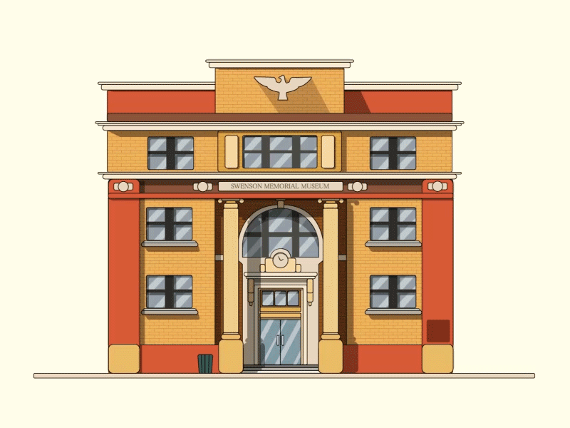 Swenson Memorial Museum_Freebie after effect animation appearance buildings freebie illustration line motion museum shared vector