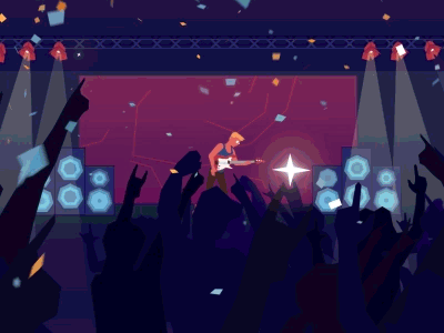 Guitar Rock Party after effects animation character guitar intro party