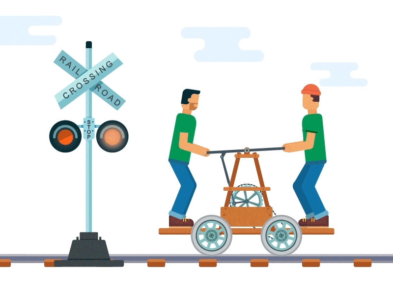 HandCar Animated after effect character gif handcar happy illustration loop train weekend